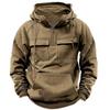 Autumn Winter Hoodies Men Half-zip Patchwork Warm Sweatshirts Multi Pockets Male Casual Pullover Outdoor Hoodie