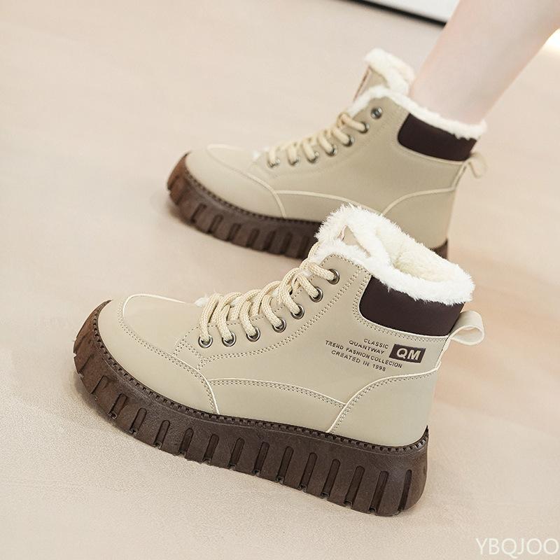 Autumn and Winter Fashion New Style with Fleece Insulation Versatile Women's Boots Slimming and Height Increasing Women's Boots