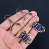 Lapis Lazuli 999 Copper Wire Wrapped Earrings, Handmade Gemstone Earrings Jewelry, Gifts For Wife Brand New Earrings
