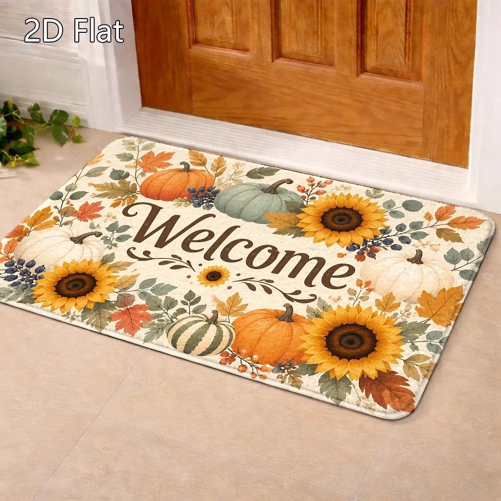 Golden Retriever Doormat Cute Witch Hat Dogs Halloween Pumpkin Welcome Mat Anti Slip Floor Carpet Entrance Rug Patio Porch Mat