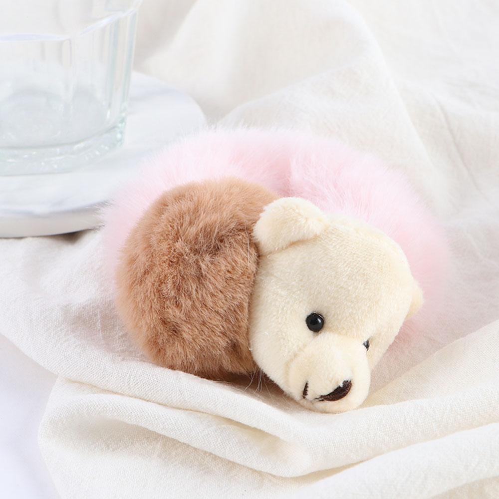 Girls Plush Bear Scrunchie Lovely Elastic Ponytail Holder Hair Rope Rubber Bands Hair Accessories