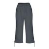 Women Loose Cotton Linen Drawstring Solid Pocket Casual Capri Pants