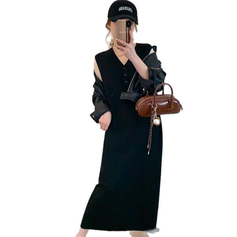 V-neck Sleeveless Dress Summer Slimming Vintage Senior-style Tank Top Dress Base Long Dress