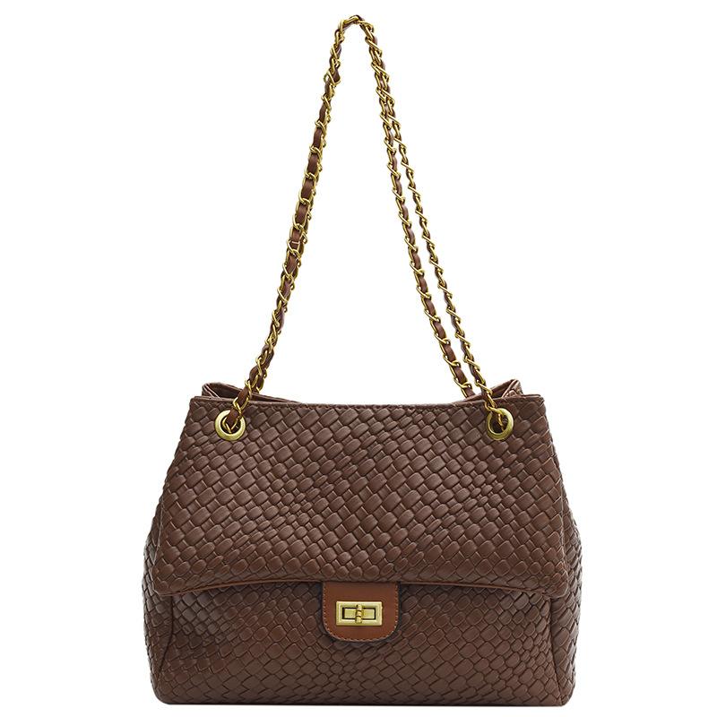 Supply Rhombus chain bag women's new trendy fashion large capacity woven crossbody shoulder armpit bag