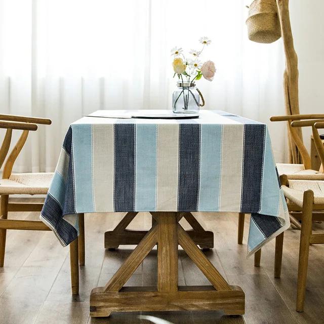 Customizable Linen Cotton Striated Tablecloth,Nordic Rectangular Table Cover,for Kitchen Dinning Tabletop,Coffee Table Decor
