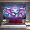 Cute Colorful Elephant with Floral Design Pattern Wall Hanging Tapestry Decorative Tapestry Home Decor for Bedroom and Living Room