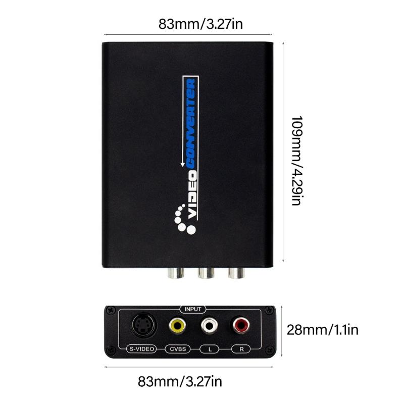 AV S-Video CVBS Sound Video Converters to HDTV 3.5mm Switcher Adapter AV S-Video Switcher For HDTV PC Desktop