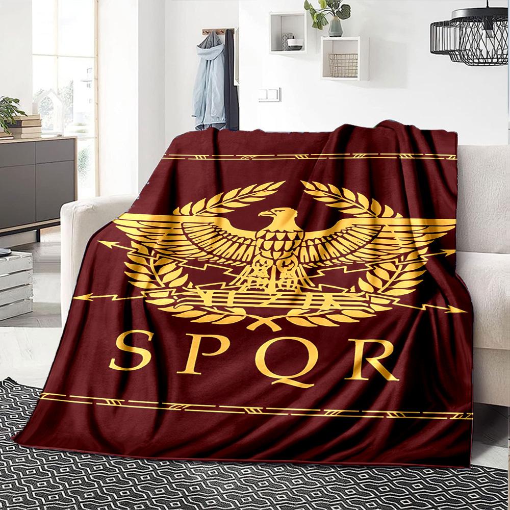 1pc Eagle SPQR Throw Blanket Soft Flannel, Cozy All Season Polyester Perfect for Home, Office