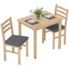 3-delige eettafelset met 2 stoelen, keukentafel voor compacte ruimtes, gestoffeerde stoelen, ruimtebesparend, MDF, natuurlijk hout