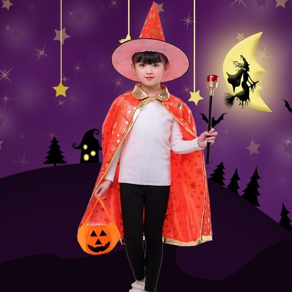 3pcs Bronzing Star Wizard Cloak Hat Eye Mask Set Magician Role-Play Costume Kit Party Costume