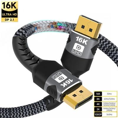 DP 2.1-Kabel DisplayPort-Kabel 16K @ 30Hz 8K @ 60Hz HDR DisplayPort-Adapter für 3080 TV-Video-PC-Laptop-TV-Gaming-Monitor