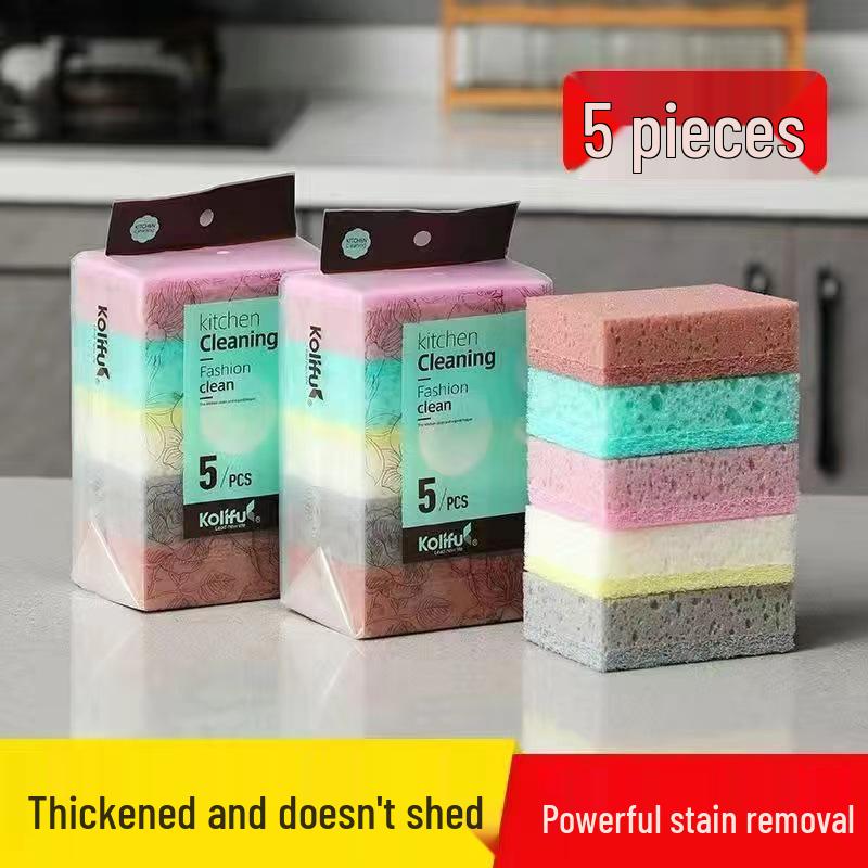 Durable Double-Sided Kitchen Sponge: Thick, Long-Lasting Scourer for Cleaning Dishes & Removing Oil Stains