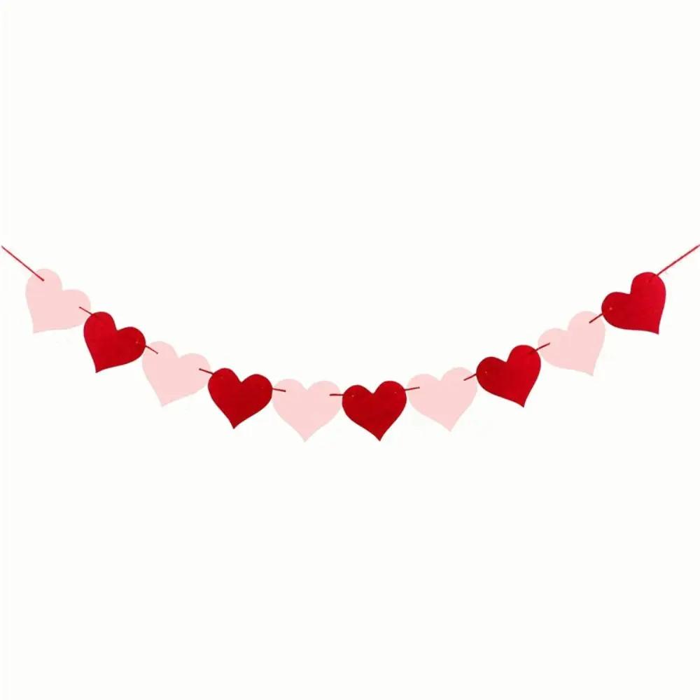 

Valentines Day Red Heart Banner Garland For Romantic Valentines Day Decoration Wedding Birthday Party Heart Banner String Decor 1pcs