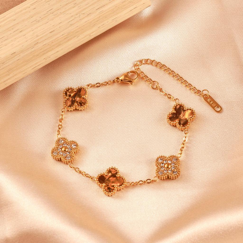 Four-leaf Clover Bracelet - Women's Luxury 18k Gold Plated Sparkling Bracelet