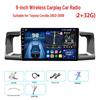 9" Trådløs CarPlay Android Bilradio, 2+32G, Kompatibel med Toyota Corolla 2003-2008