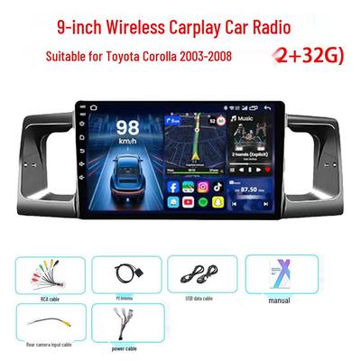 9" Wireless CarPlay Android Car Radio, 2+32G, Compatible with Toyota Corolla 2003-2008