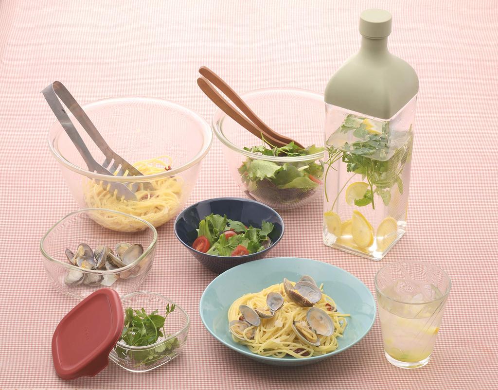 Hario Glass Bowl Set of 3 1 Salad 20741801 Heat-Resistant (Includes Bowl), Clear,