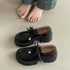 Fashion retro thick heel bag head single shoes British style lace-up small leather shoes women's autumn Japanese round head platform loafers
