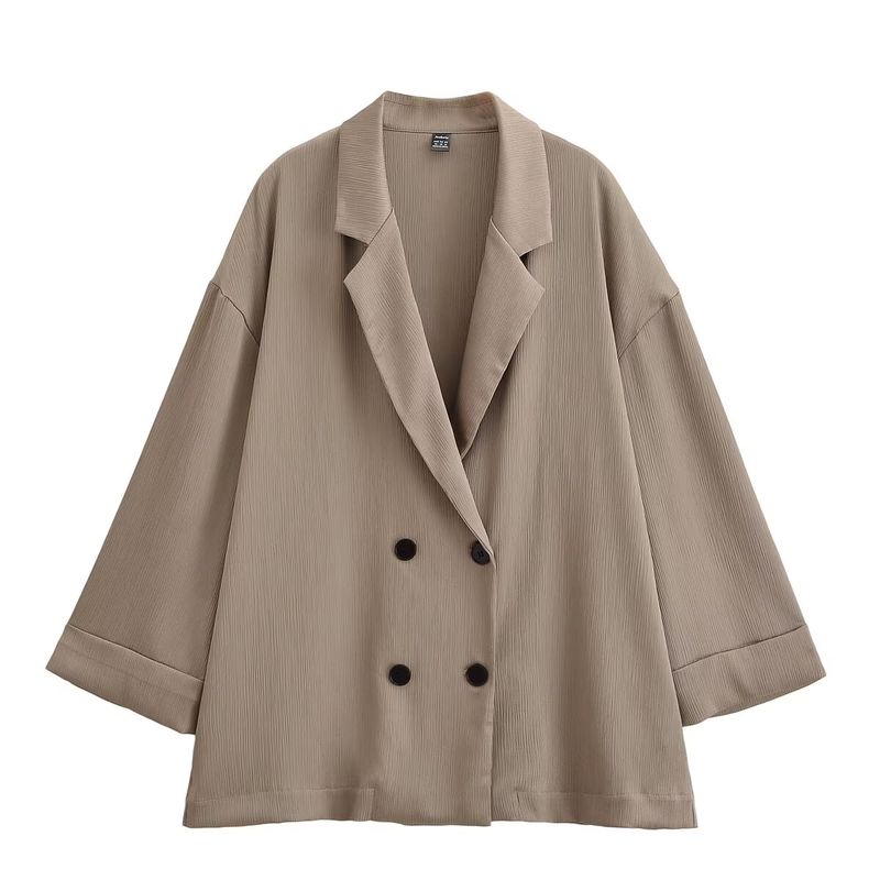 Za Autumn New Women clothes 2025 Western Style French style Fashion Wrinkled Double Breasted Blazers Trousers Set