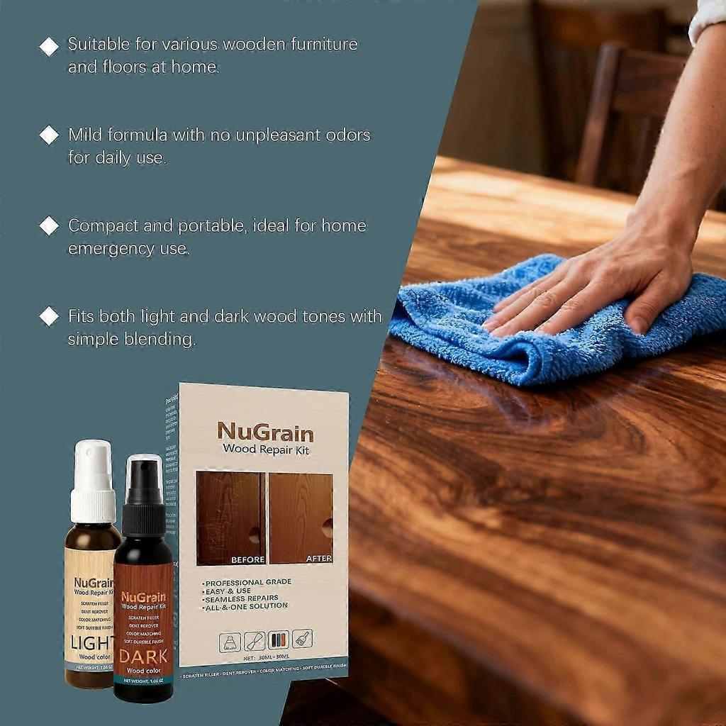 NuGrain Furniture Wood Repair Kit, Fast-Acting Scratch Repair for Wooded Furniture Floor Table Bed