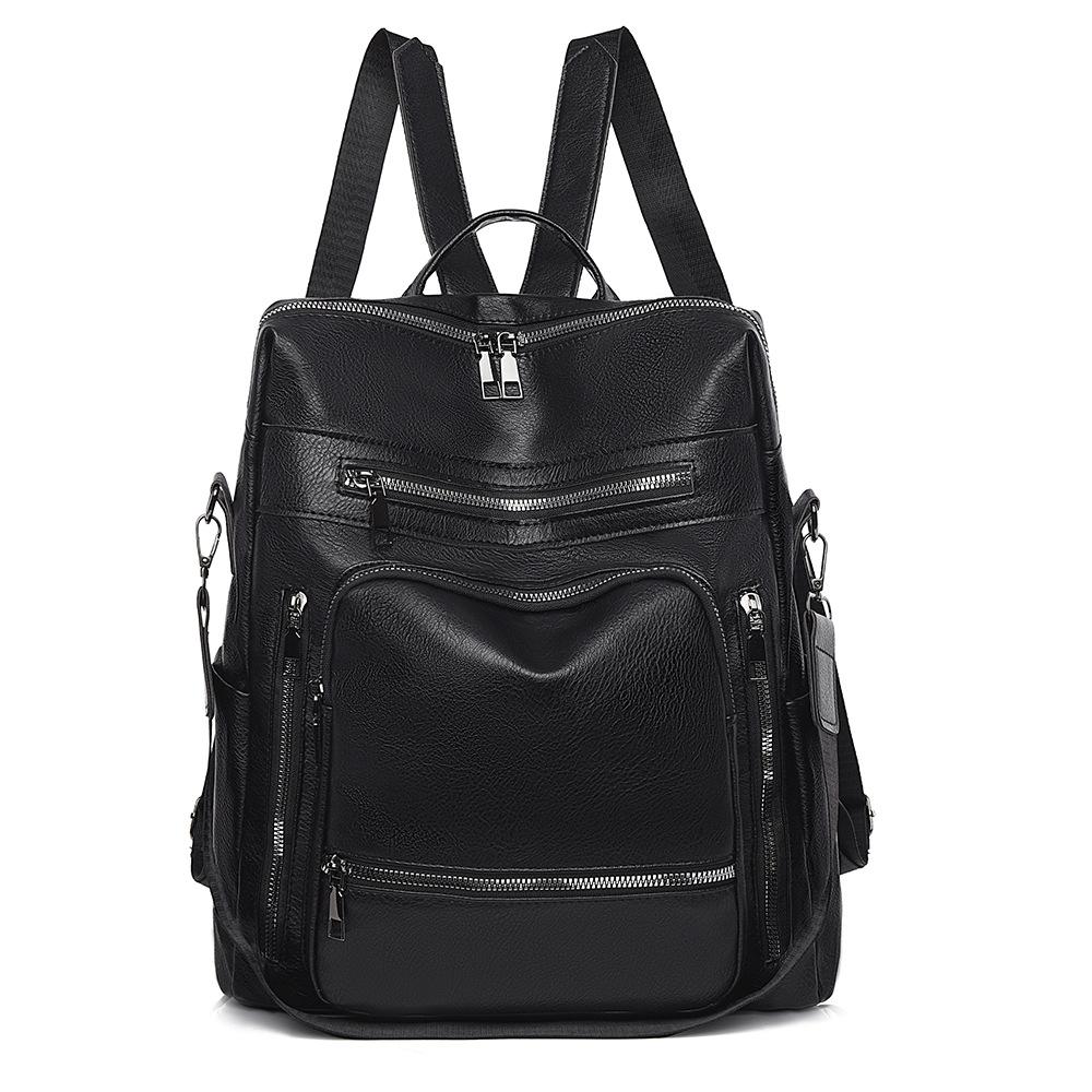 

Рюкзак женский многофункциональный сумка через плечо PU рюкзак для поездок на работу чёрный