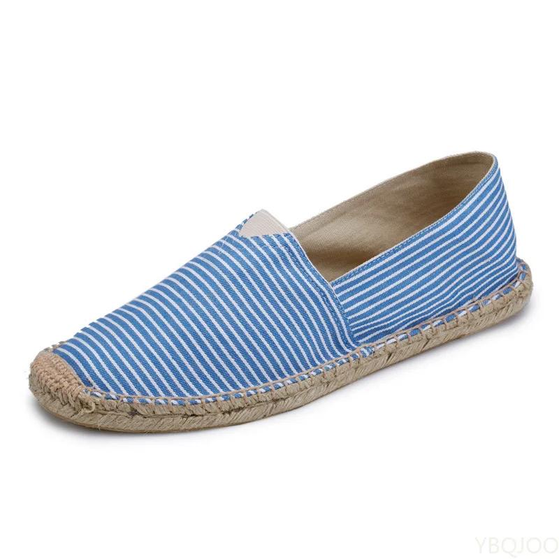 Pánské espadrilky, pánské patchworkové nazouvací letní boty, pánské mokasíny, prodyšné plátěné pánské boty, jutové zabalené dámské boty, unisex boty