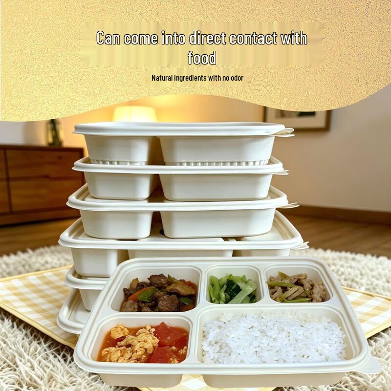 Degradable Corn Starch 5-Compartment Takeout Lunch Box (1250ml)