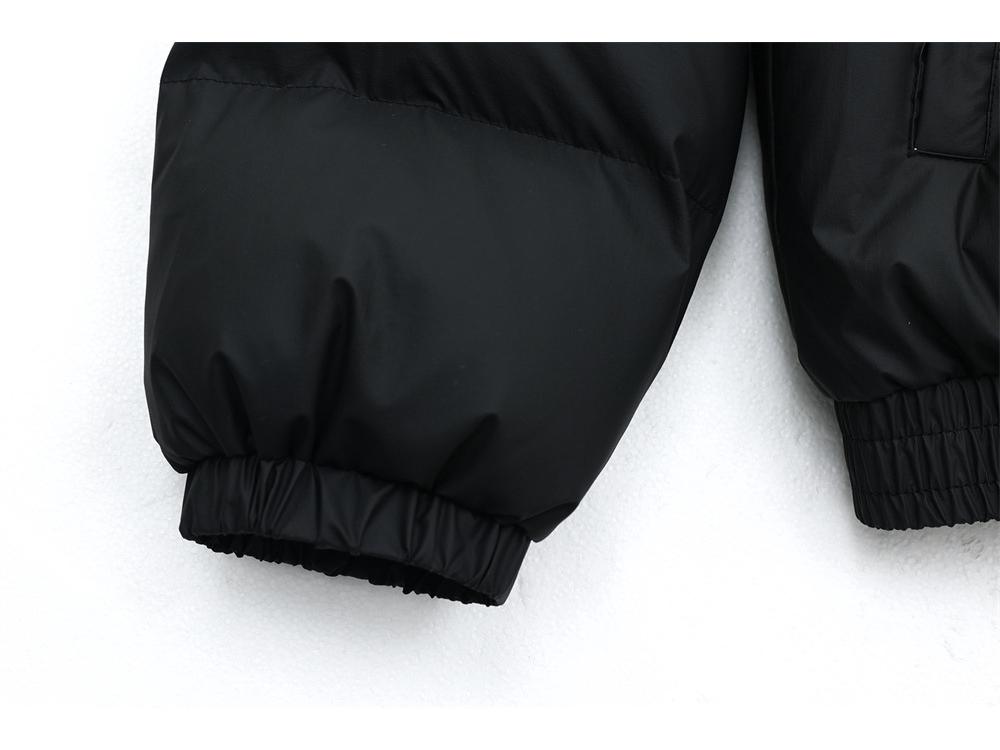 Guochao Men's Hong Kong Style Cotton Jacket with Hood, Fur Collar & Embroidery - Trendy, Loose Fit Outerwear for Boys