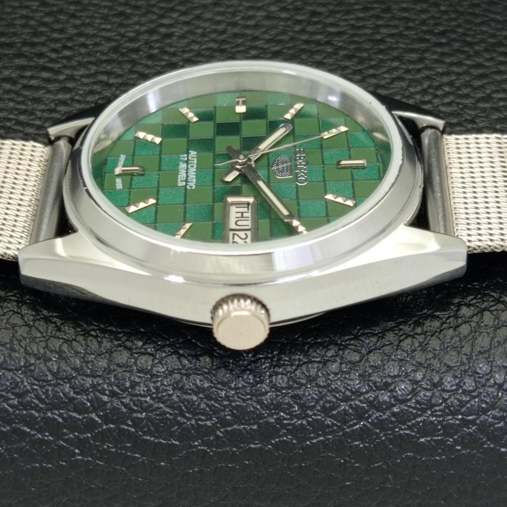 REFURBISHED SEIKO 5 AUTOMATIC MENS WATCH JAPAN MADE GREEN DIAL CUSTOM A440069-2 QV90-a440069