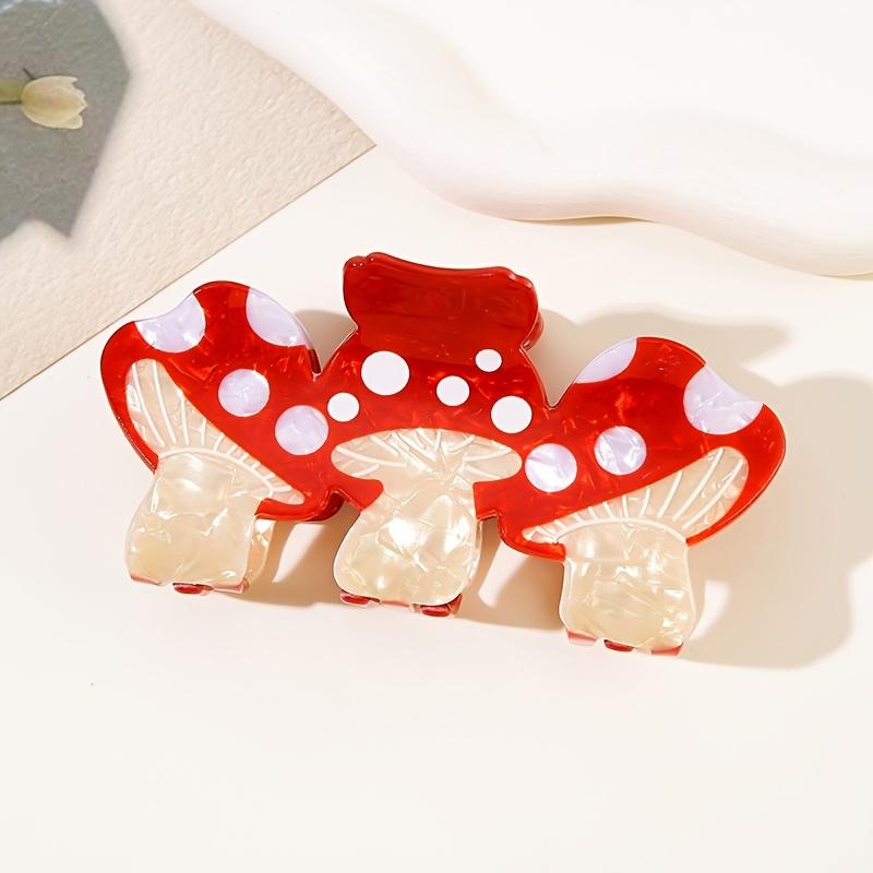 1 Large Mushroom-shaped Hair Clip, Colorful 3pcs Mushroom Design, Big Claw Clip, Shark Clip, Back-of-the-head Hairpin for Women