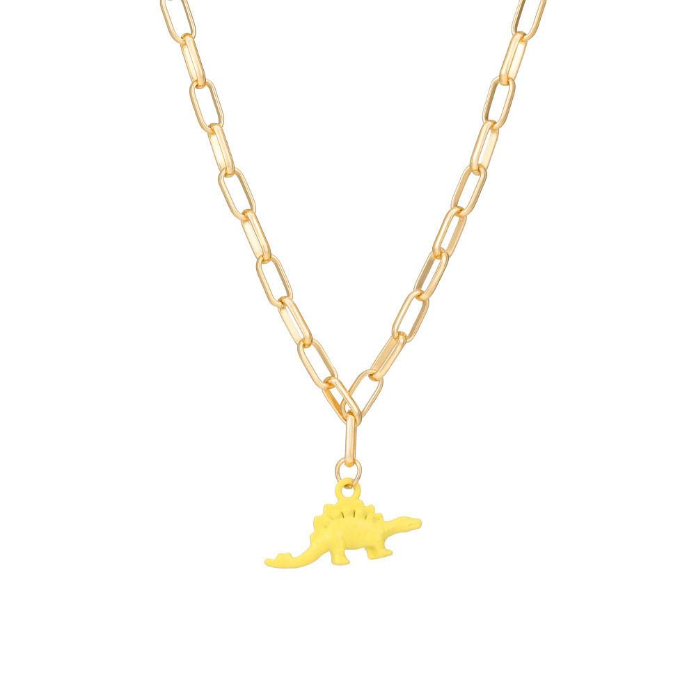 

Dinosaur Pendant Unique Necklace For Women In Bold Colors Perfect For Fashion Forward Accessory жовтий