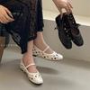Fashion Bailamos 2025 Summer Brand Women Flat Shoes Fashion Weave Hollow Slip On Mary Jane Ballet Ladies Flats Soft Dress Single Shoes