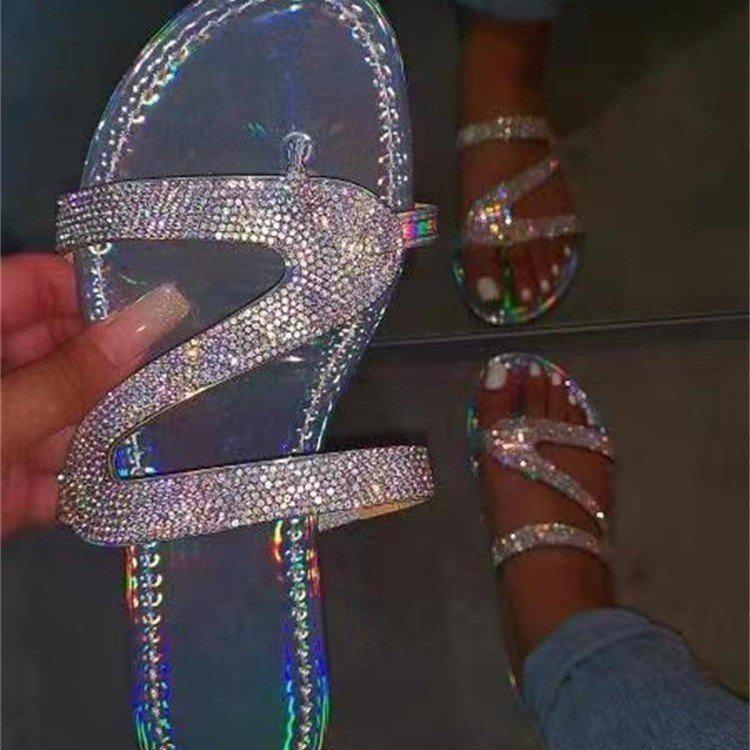 Women's Rhinestone One-Strap Flats