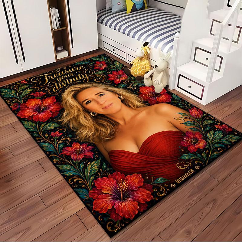 Elegant Floral Portrait Carpet suitable as a non-slip mat for the living room or bedroom sofa