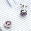Neue französische Hemdmanschettenknöpfe, Amethyst-Ärmel, Diamant-Manschetten, Knöpfe Manschettenknopf 715
