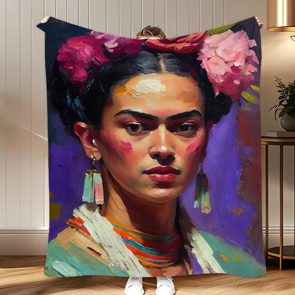 classic artist Frida Kahlo Throw Soft Coral Fleece Blanket 310gsm Fluffy Warm Throw for Sofa Bed Couch Bedroom Decor