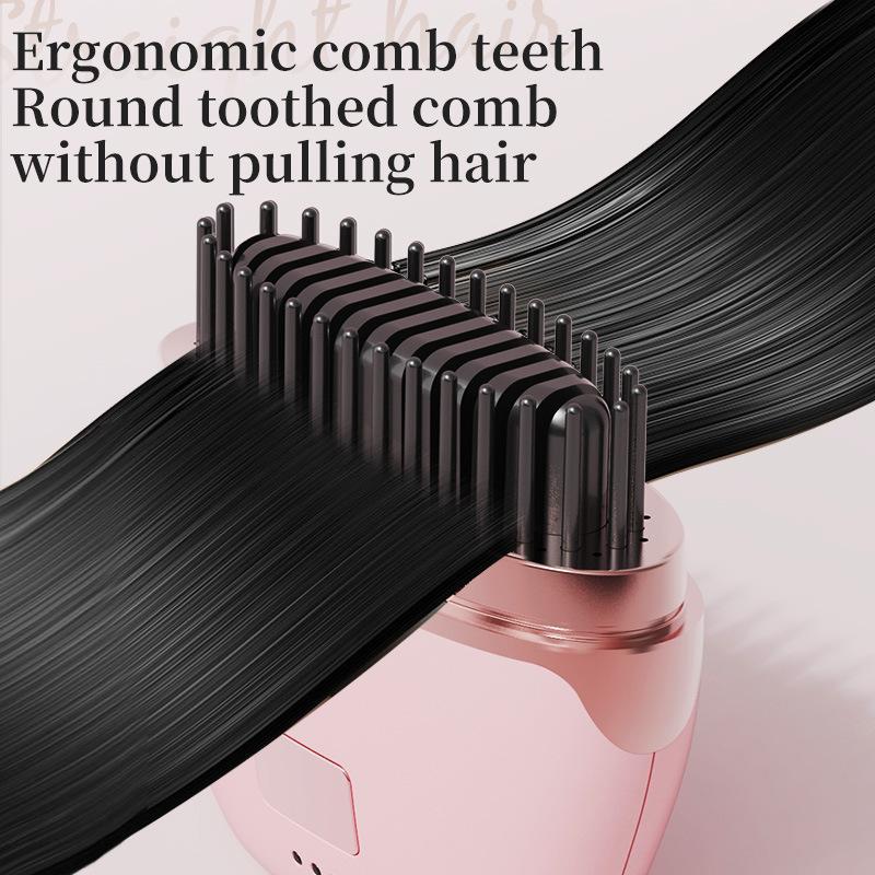 Mini Wireless Ionic Hair Straightening Brush - Rechargeable Portable Straightener & Styling Comb for Travel, Anti-Frizz & Smoothing Hair Care Tool