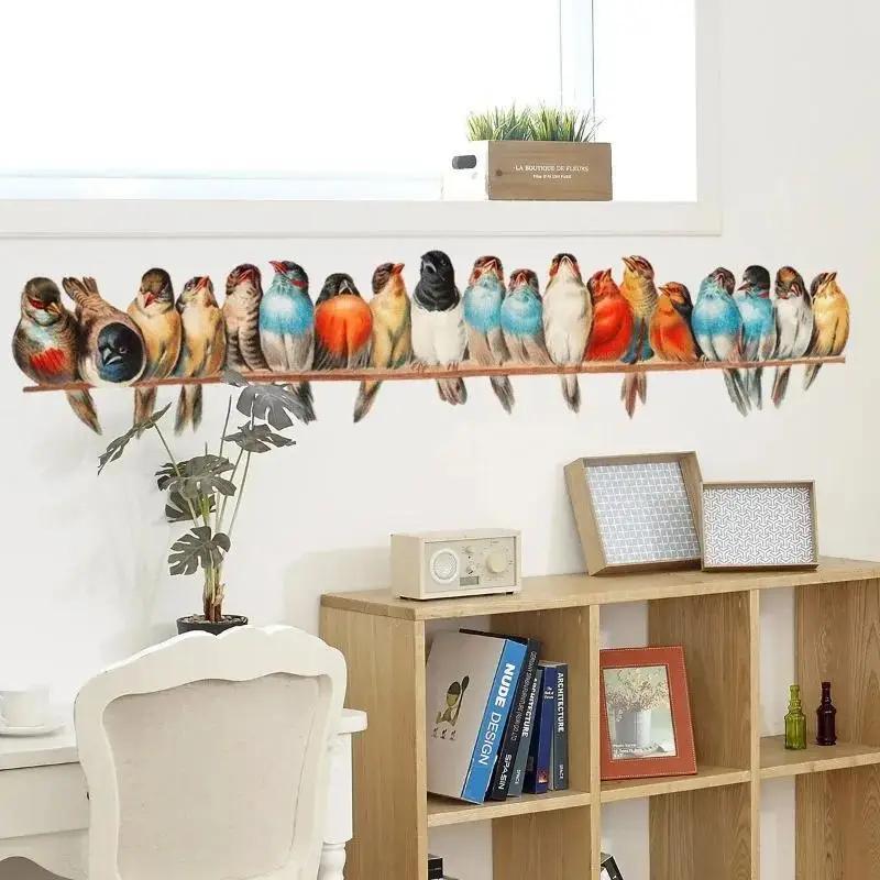 Creative Colored Bird Wall Stickers Living Room Sofa Background Decoration Wallpaper for Home Decor Kids Room Art Decals Sticker