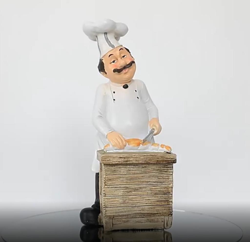 Restaurant Resin Decor - Chef Figurine & Bar Ornaments for Cafe, Commercial Kitchen Decorations Durable Resin Craft