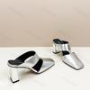 Fashion Women Sandals Fashion Square Toe Shallow High Heel Ladies Mules Casual Shoes Large Size Summer Stiletto Party Dress Sandalias