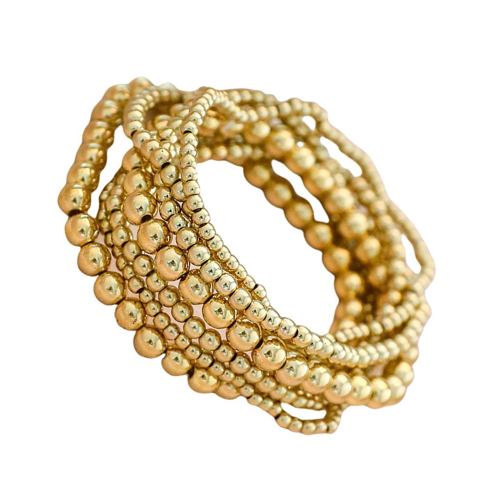 7pcs Beach Styles Geometric Beaded Bracelet Set Adjustable Length Designs Jewelry Accessory for Women and Teens
