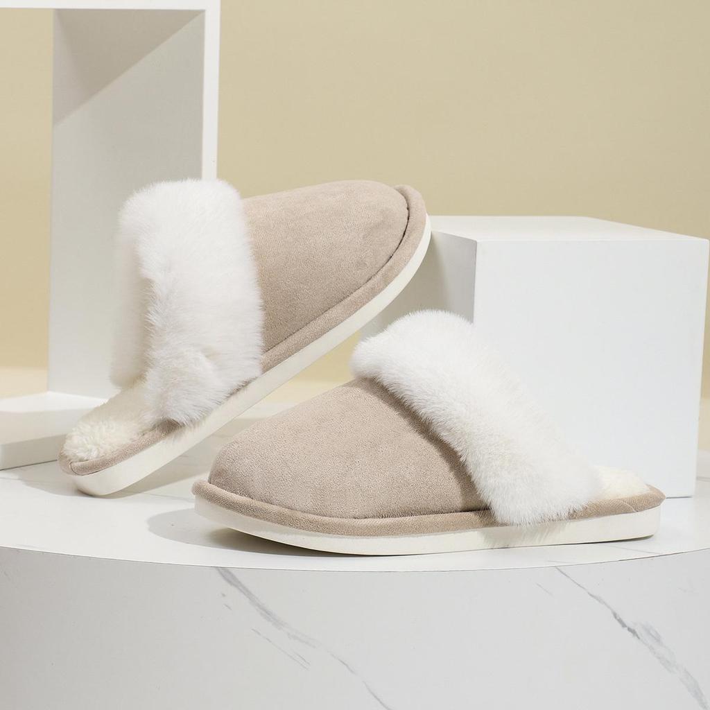 Men's and Women's Fluffy Winter Slippers: Non-slip, Warm, Soft Sole, Plus Velvet Cotton for Home