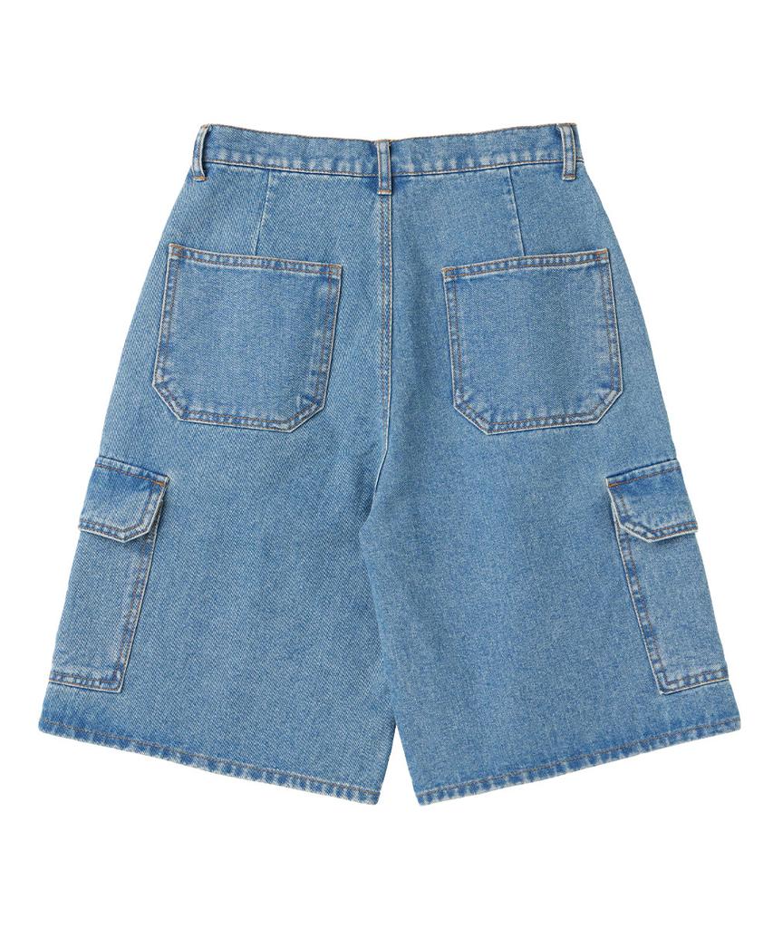 URBANAGE Bermuda Cargo Denim Shorts_Light Blue