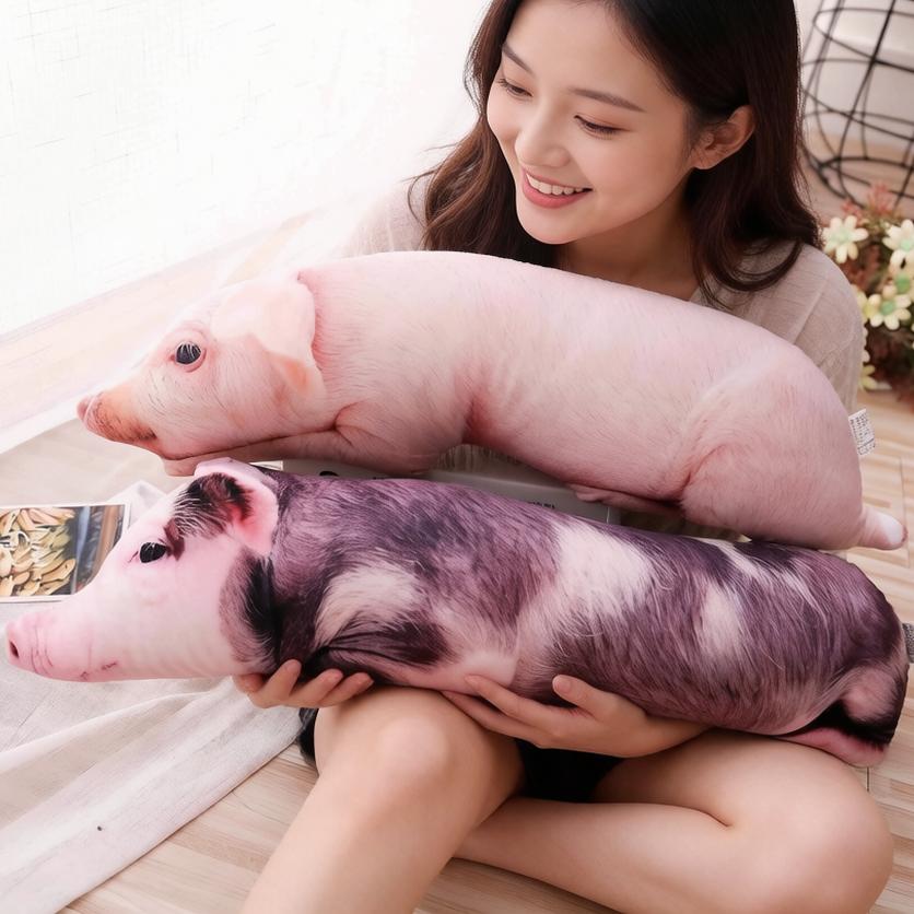 50Cm Sleeping Pig Plush Pillow Stuffed Printing Animal Pillow Lumbar Support Bed Chair Cot Decor Cushion