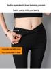 Black High-Waist Stretch Leggings for Women, Plus Size, Fleece-Lined, Slim-Fit Spring/Autumn.