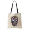 Abstract Art Skull Horror Print Shopping Bags Women Folding Reusable Customize Tote Shoulder Bag Canvas Groceries Handbags 2022 CLE