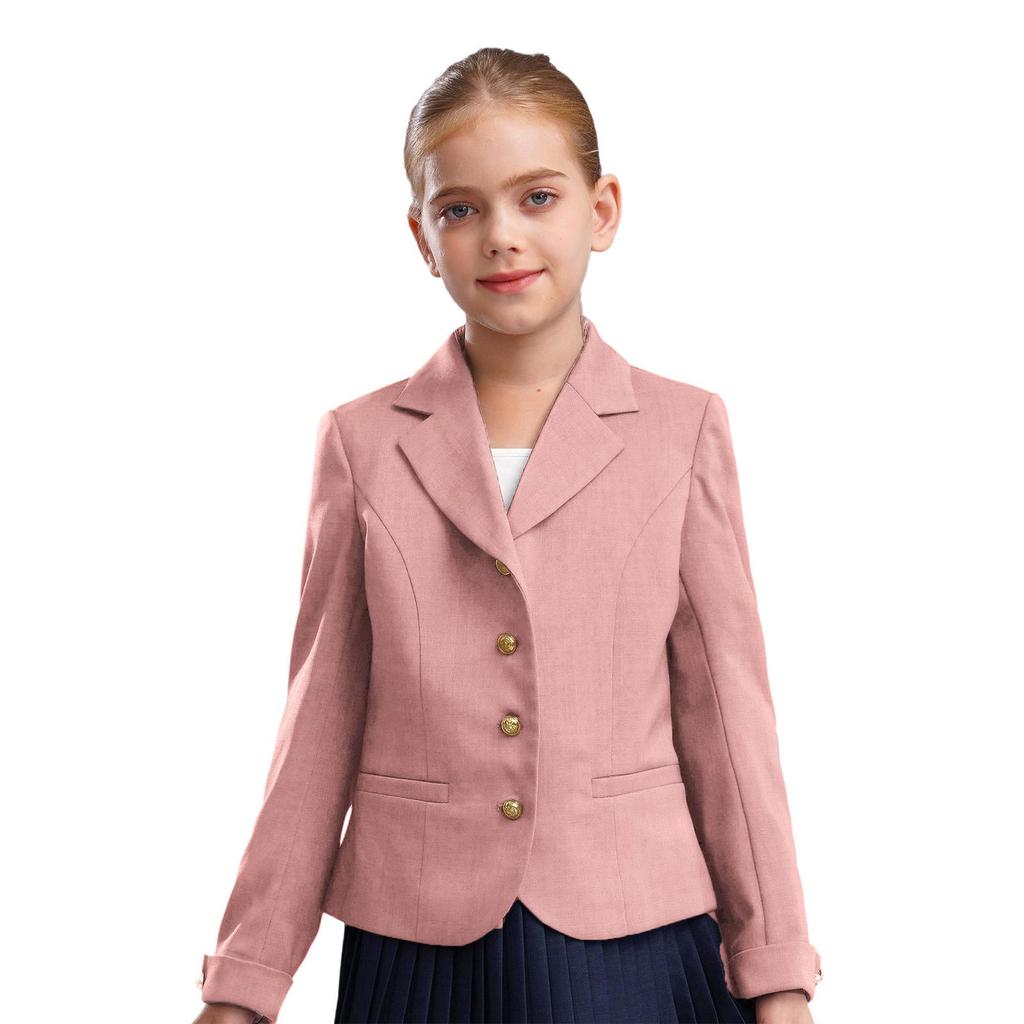 Kız Okul Üniforması Yaka Uzun Kollu Düğmeli Takım Elbise Ceket Cepli Tasarım Blazer Üst