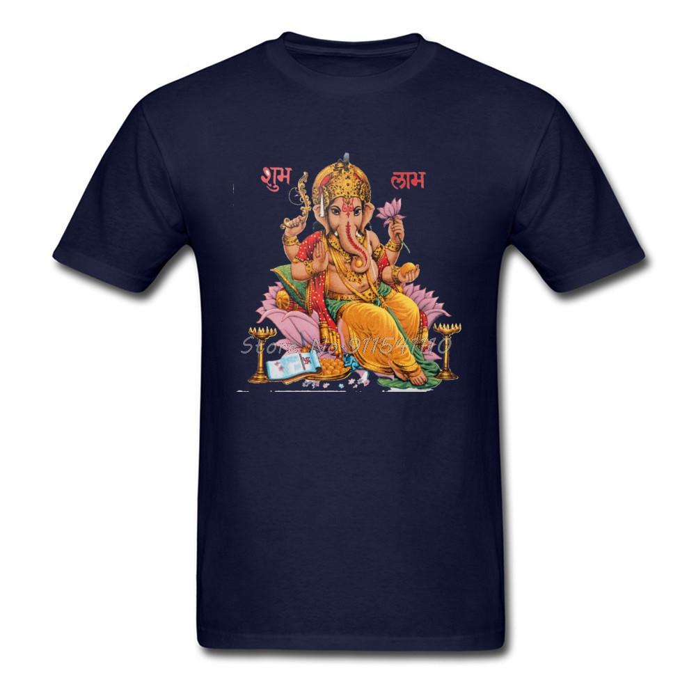 Shiva Ganesha Print T-Shirt Herren Weißes T-Shirt Elefantengott Auf Erwachsenenkleidung Kundenspezifisches Nicht Verblassendes Baumwoll-T-Shirt O-Ausschnitt Oberteile Tees