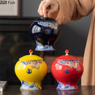 Chinesischer Palast Keramik Tee Dose Versiegelt Allgemeine Dose Küche Tee Tee Kaffeebohnen Aufbewahrungsdose Haushalt Feuchtigkeitsdichte Teedose Geschenk