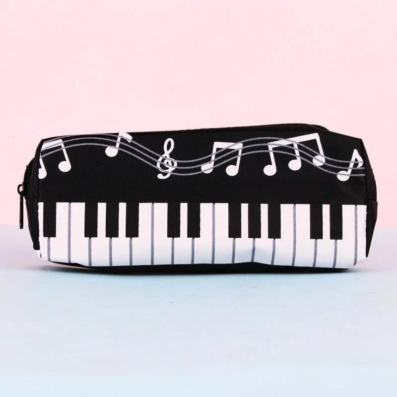 Creative Student Pencil Bag Square Pencil Bag Single Layer Pencil Bag Musical Note Piano Stationery Bag Stationery Box